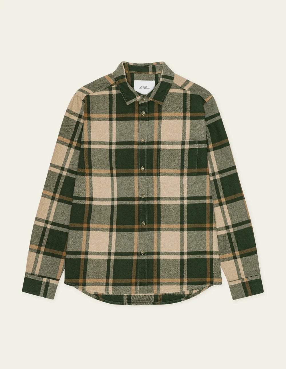 Les deux | Chemise en coton flanelle "Check" - Vert résine