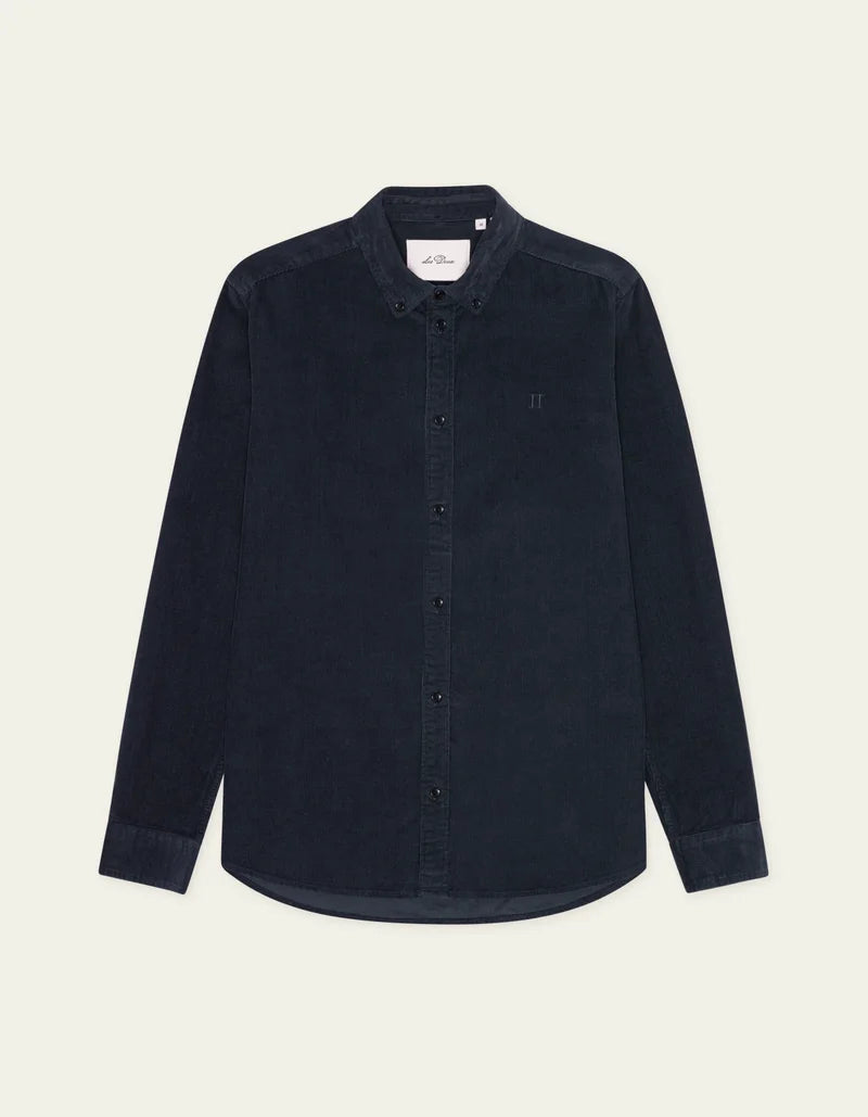 Les deux | Chemise en coton corduroy "Pinwale" - Bleu marin