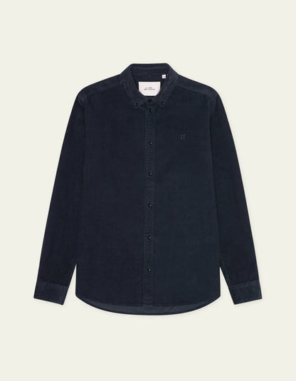 Les deux | Chemise en coton corduroy "Pinwale" - Bleu marin