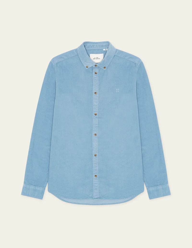 Les deux | Chemise en coton corduroy "Pinwale" - Bleu allure