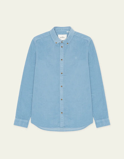 Les deux | Chemise en coton corduroy "Pinwale" - Bleu allure