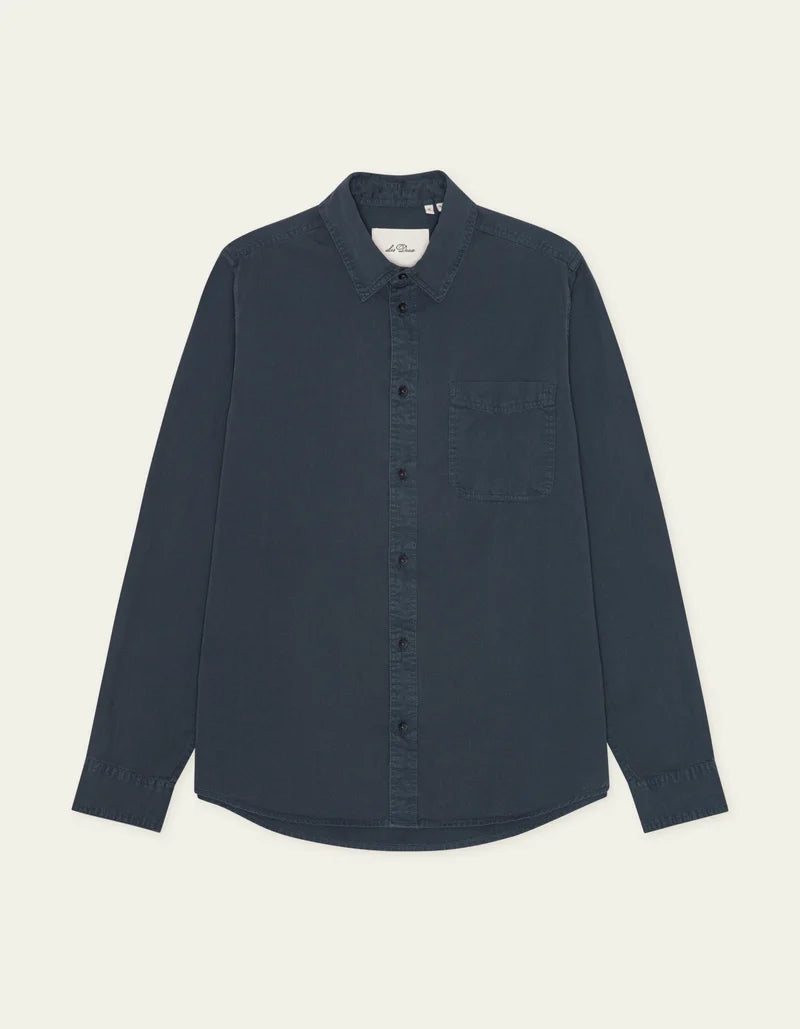 Les deux | Chemise en coton "Teinte en pièce" - Bleu encré