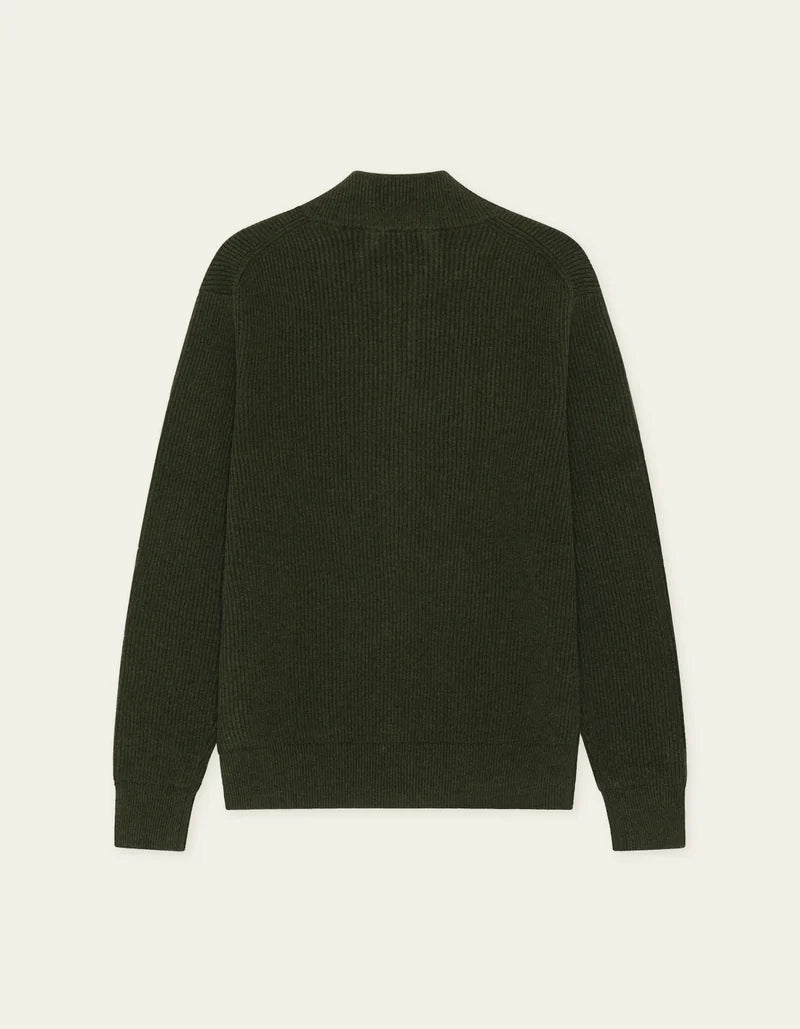 Les deux | Pull en tricot "Zipper" - Vert résine