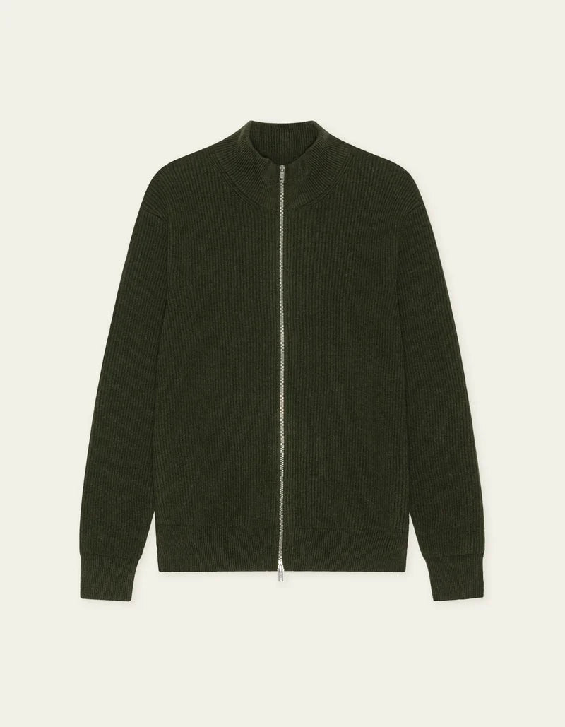 Les deux | Pull en tricot "Zipper" - Vert résine