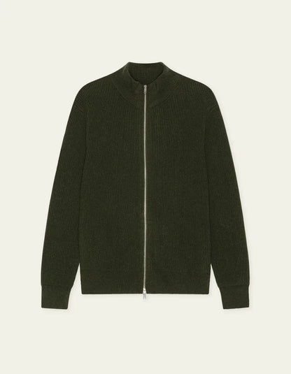Les deux | Pull en tricot "Zipper" - Vert résine