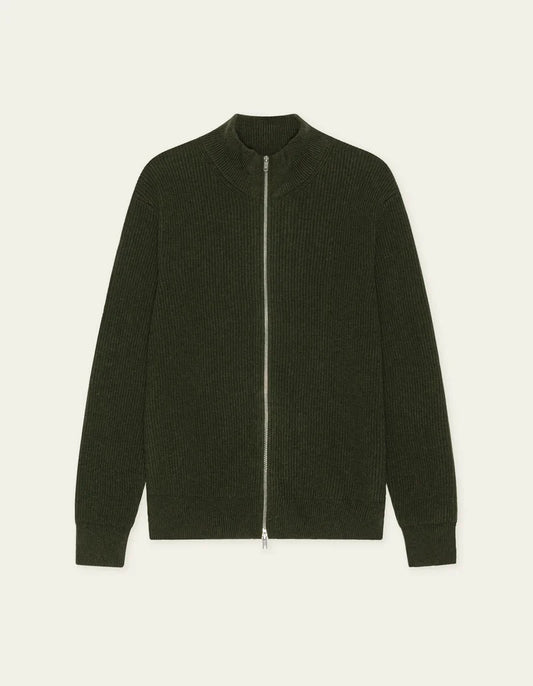 Les deux | Pull en tricot "Zipper" - Vert résine