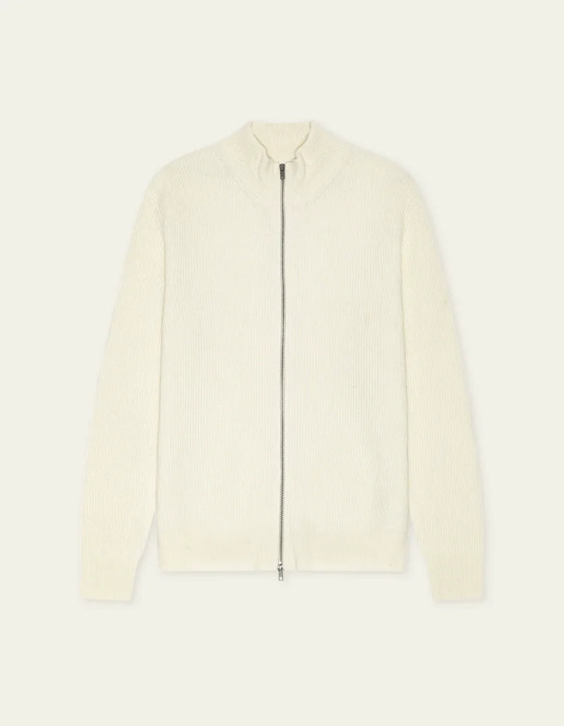 Les deux | Pull en tricot "Zipper" - Ivoire mélange