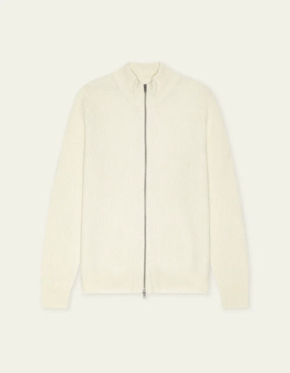 Les deux | Pull en tricot "Zipper" - Ivoire mélange