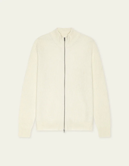 Les deux | Pull en tricot "Zipper" - Ivoire mélange
