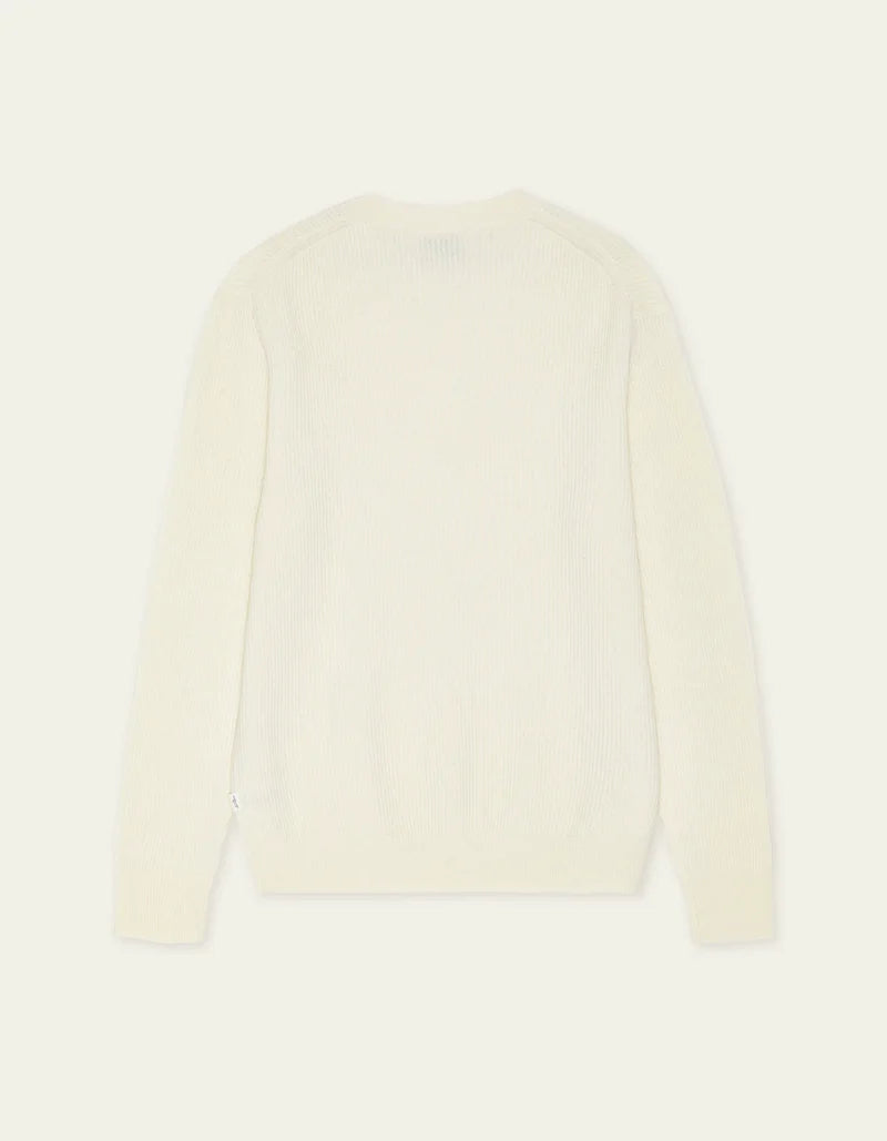 Les deux | Pull en tricot "Round neck" - Ivoire mélange