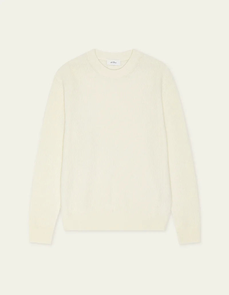 Les deux | Pull en tricot "Round neck" - Ivoire mélange