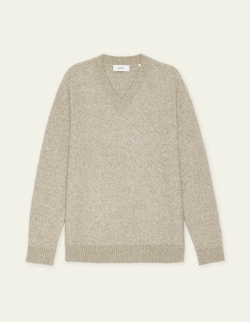 Les deux | Pull en tricot "V-neck" - Brun sable
