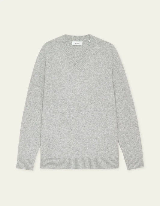 Les deux | Pull en tricot "V-neck" - Gris mélange