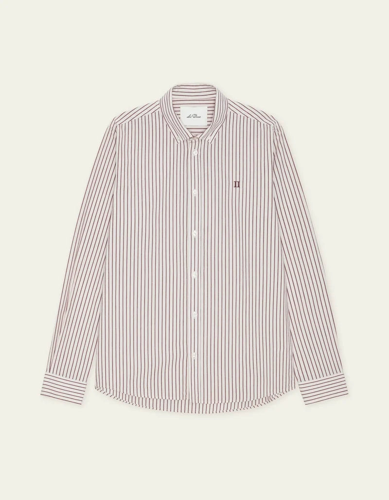 Les deux | Chemise en coton rayée "Oxford" - Bourgogne