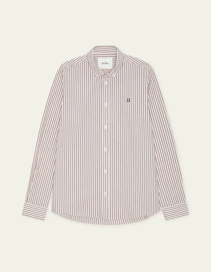 Les deux | Chemise en coton rayée "Oxford" - Bourgogne