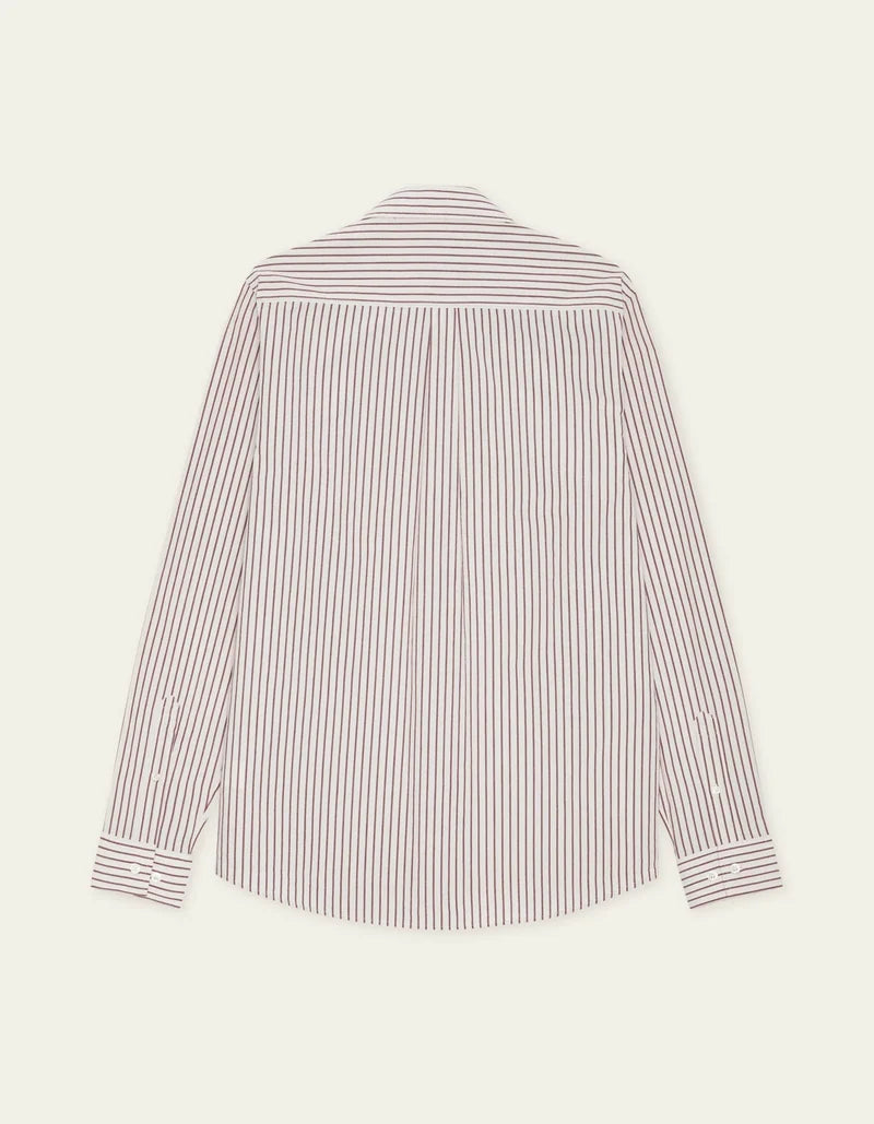 Les deux | Chemise en coton rayée "Oxford" - Bourgogne