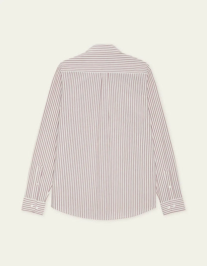 Les deux | Chemise en coton rayée "Oxford" - Bourgogne