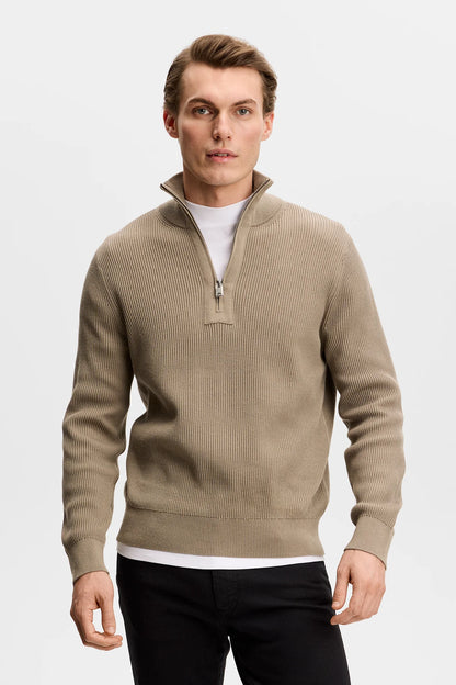J.Lindeberg | Pull en maille à demi-fermeture éclair "Alex" - Brun