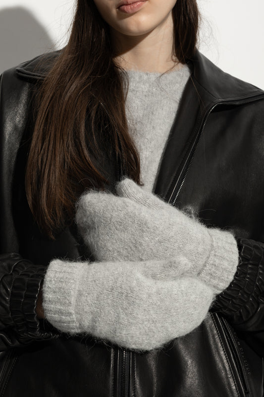 Samsoe Samsoe |  Les mitaines en alpaga tricotées Sajeanne - Gris clair