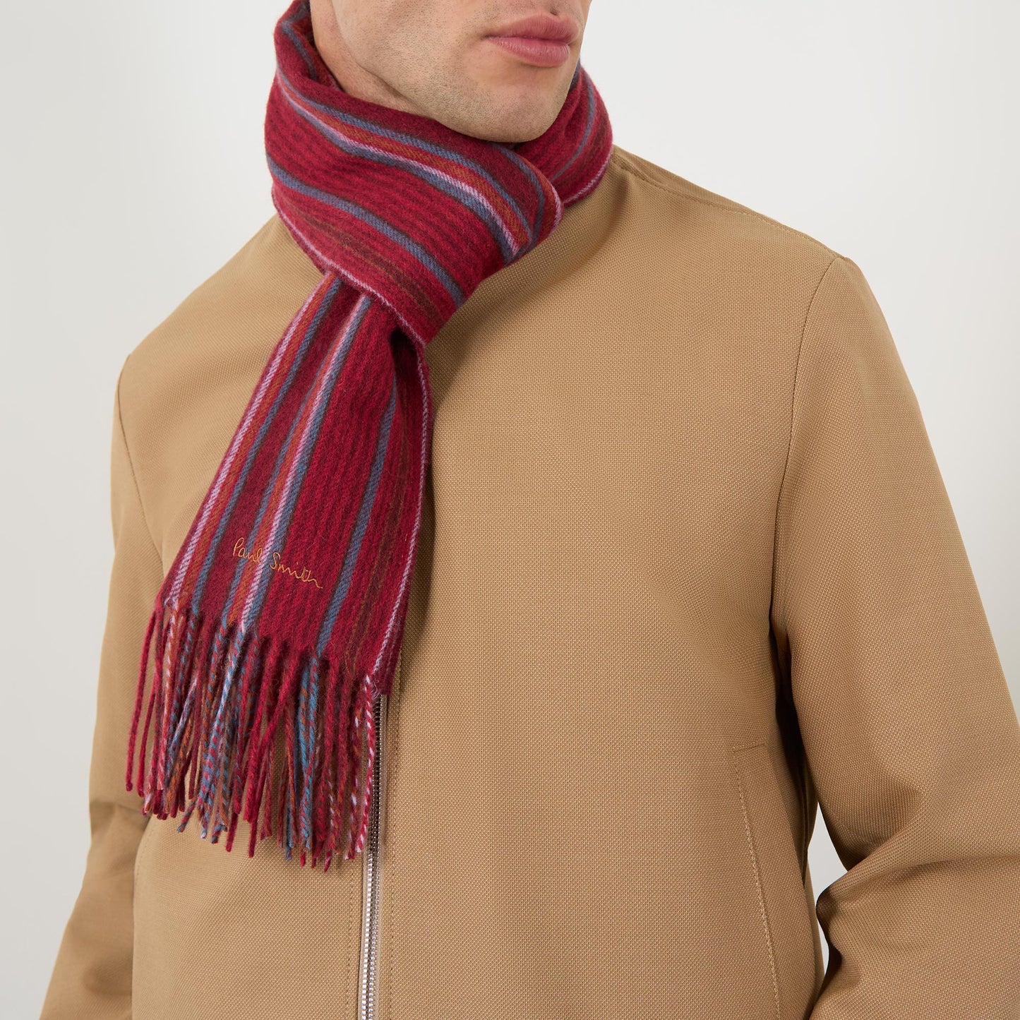 Paul Smith | Écharpe en laine d'agneau à rayures - Rouge