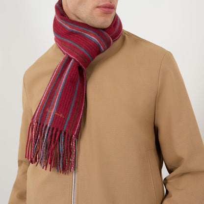 Paul Smith | Écharpe en laine d'agneau à rayures - Rouge