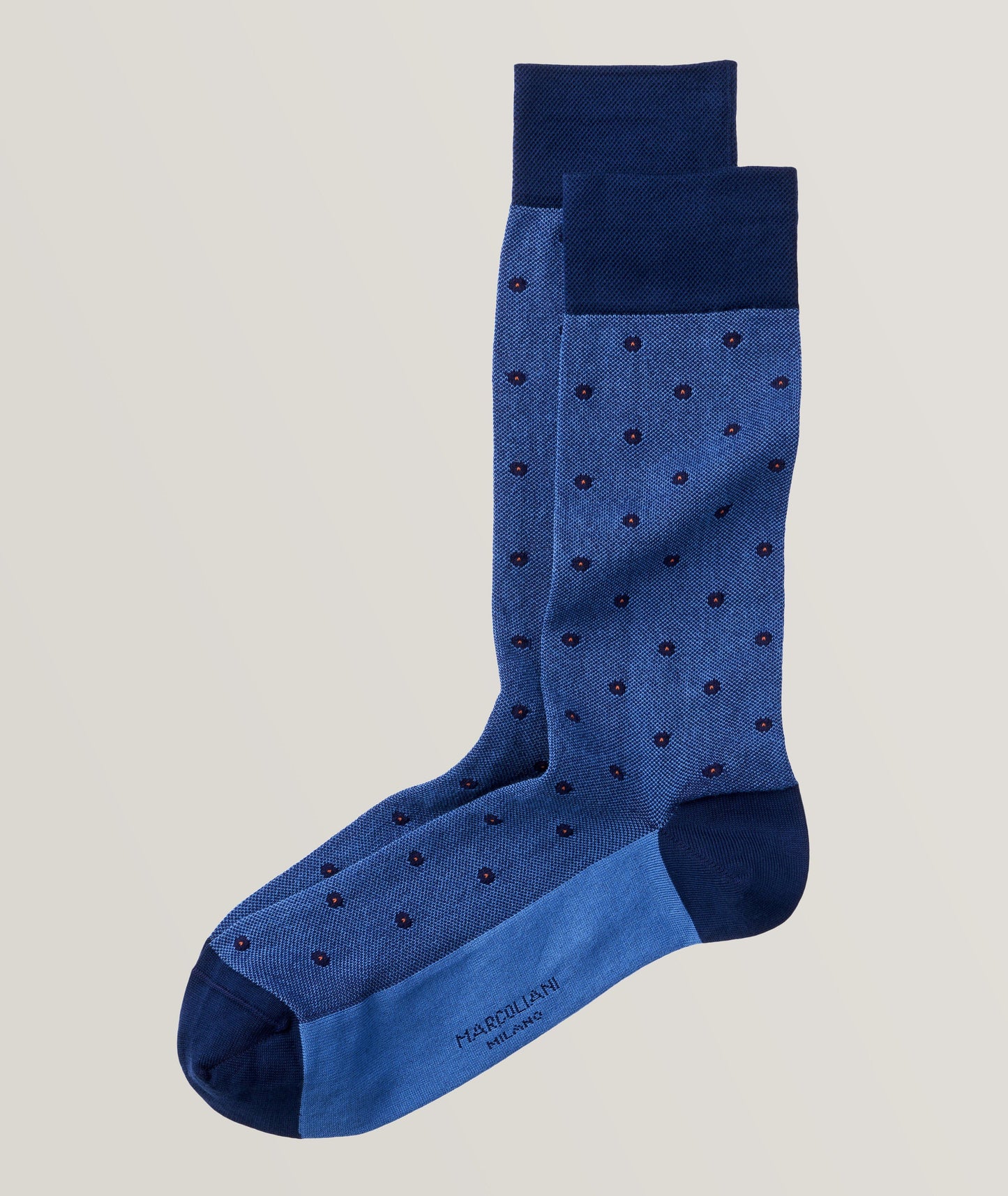 Marcoliani - Chaussettes en coton piqué classique à pois - Bleu