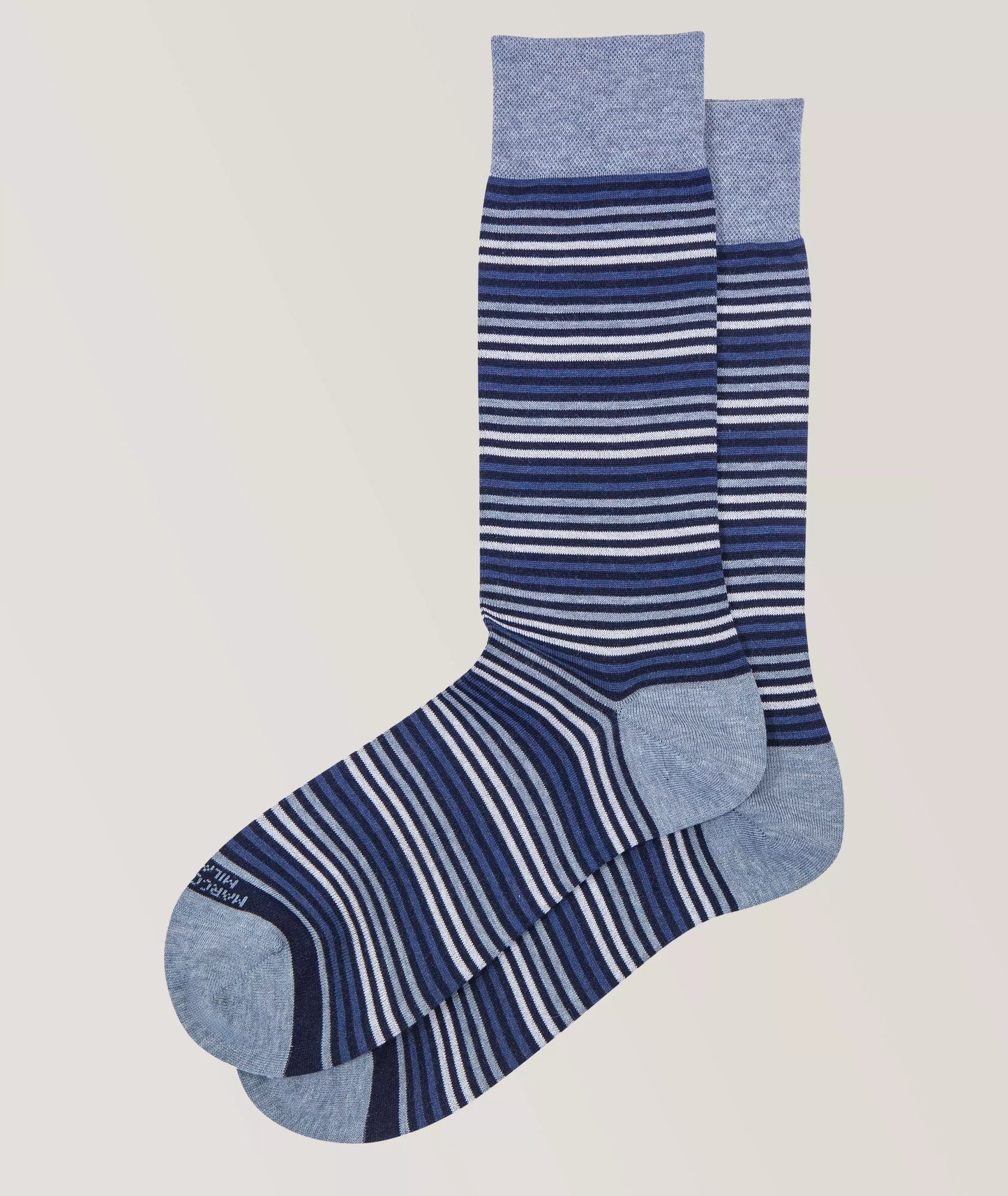 Marcoliani - Chaussettes colorées à fines rayures  - Bleu
