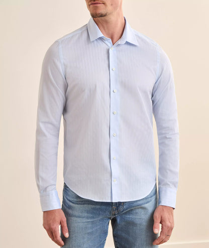 EMANUEL BERG  | Chemise en coton texturé à rayures Dobbie - Bleu clair
