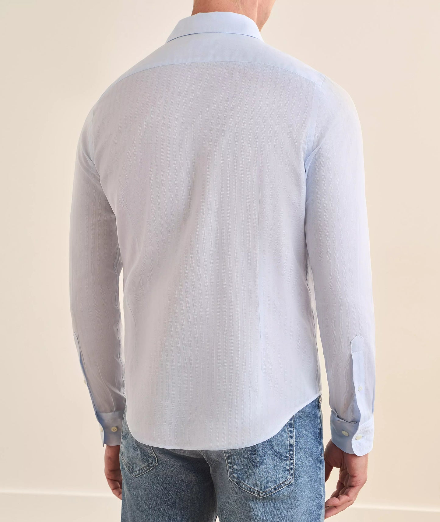 EMANUEL BERG  | Chemise en coton texturé à rayures Dobbie - Bleu clair