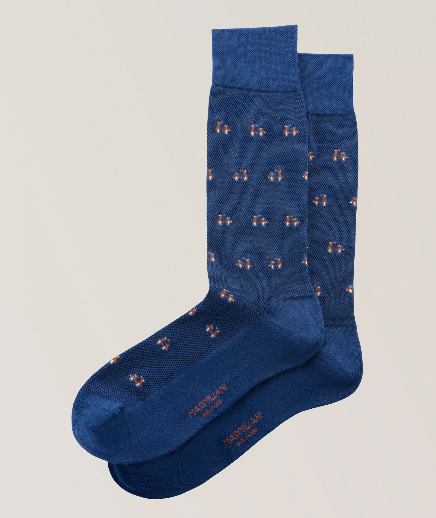 Marcoliani | Chaussettes en mélange de coton pima à motif de scooters - Bleu clair