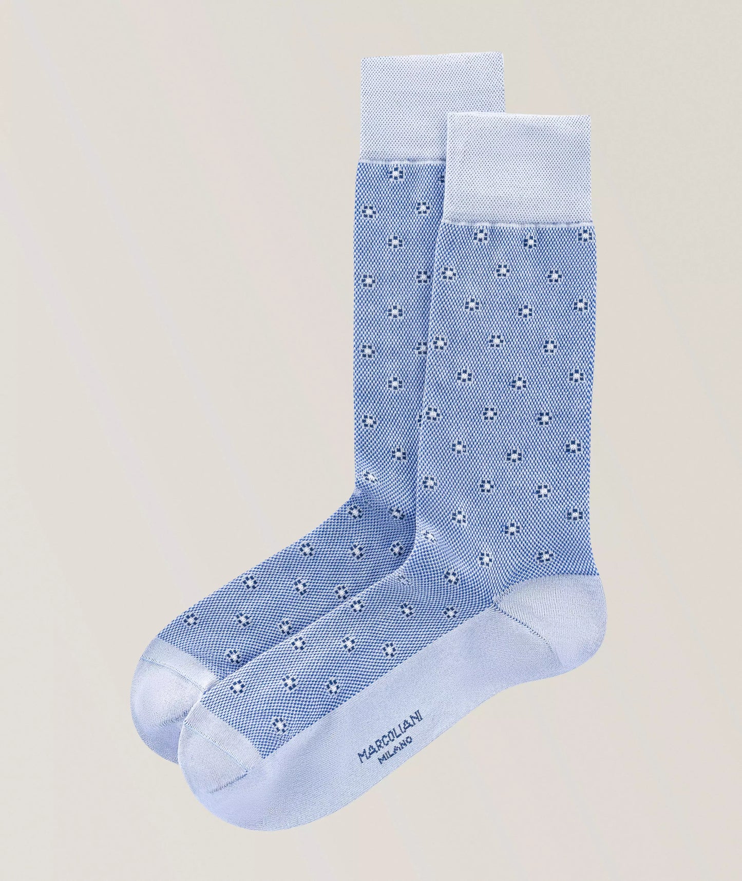 Marcoliani | Chaussettes coton-mélange pima mini fleurs - Bleu clair