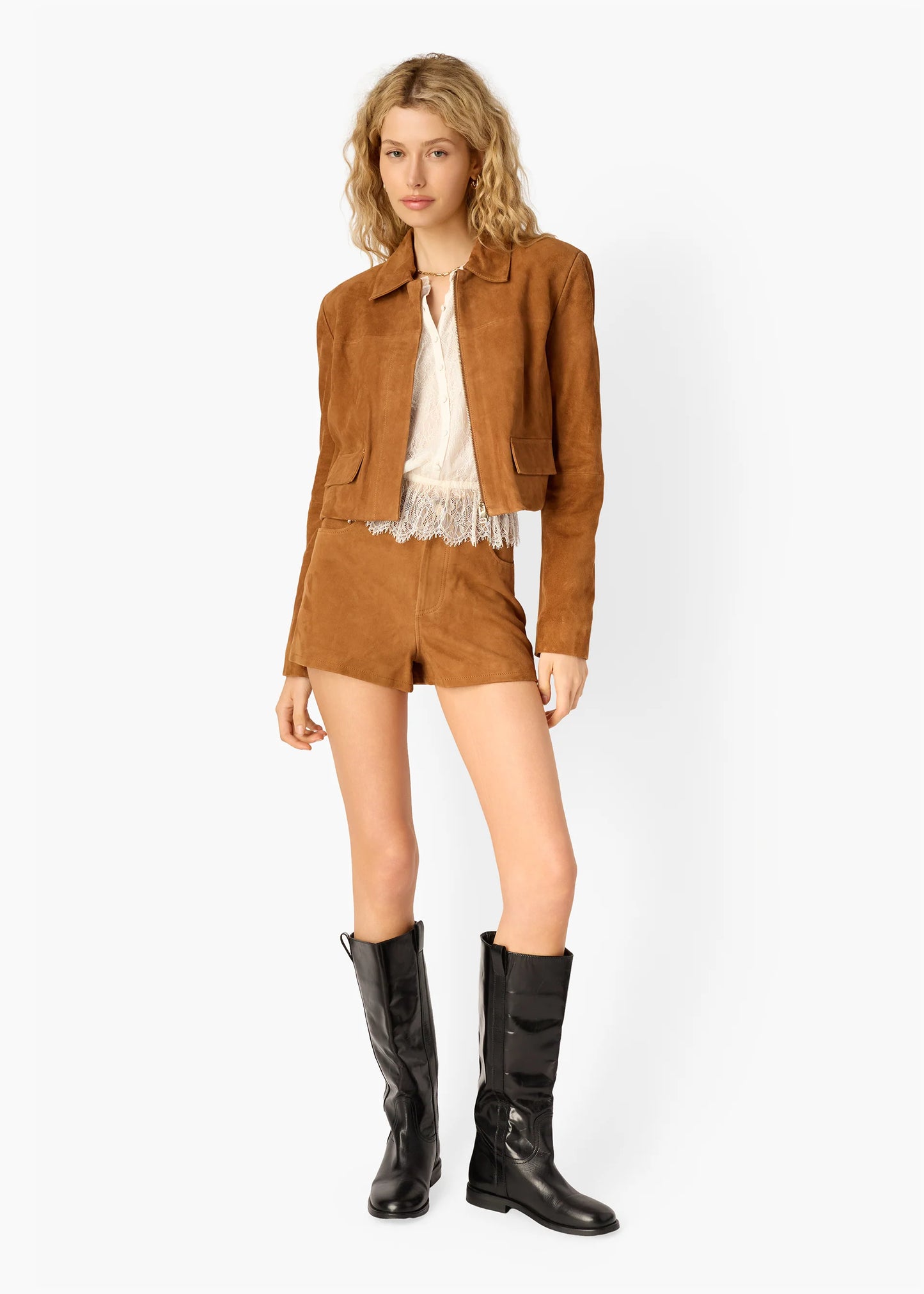 Cami NYC | Veste courte en daim ''Sullivan'' - Cognac