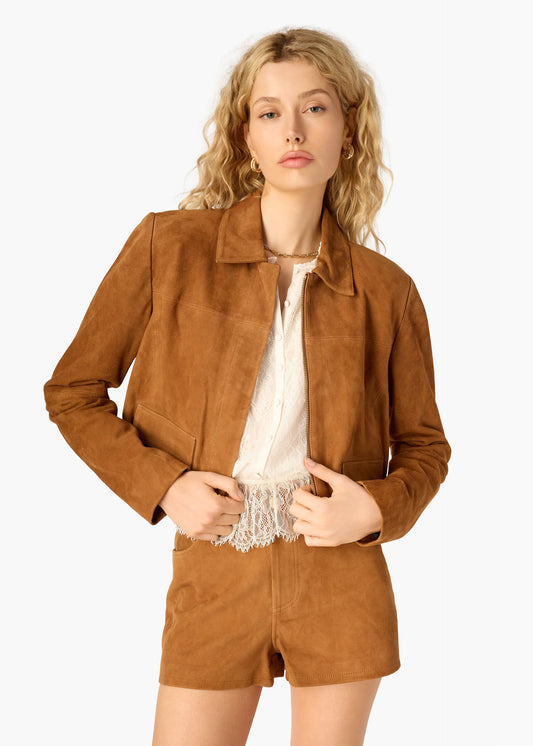 Cami NYC | Veste courte en daim ''Sullivan'' - Cognac