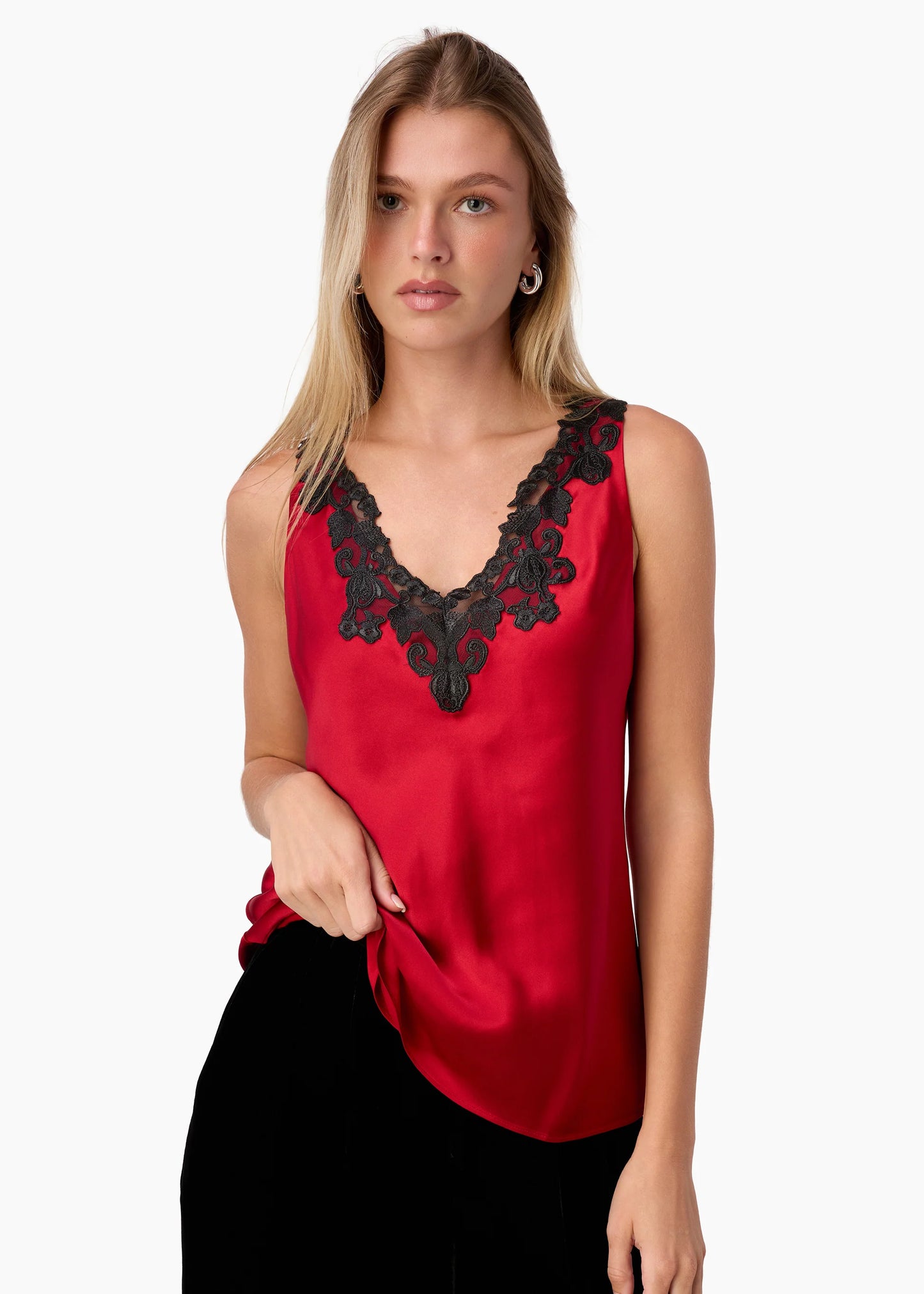 Cami NYC | La camisole en soie ''Romey'' - Rouge