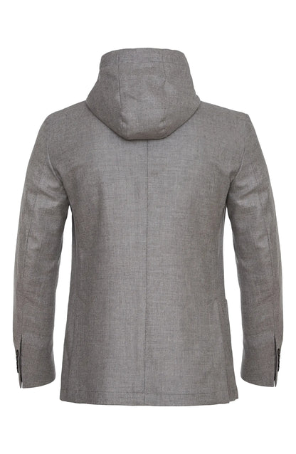 Emanuel Berg | Veste de sport en laine et cachemire avec bavette amovible à capuche - Gris taupe