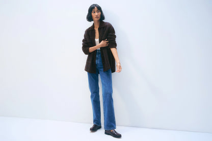 White + Warren | Veste-chemise en cachemire à boutons - Marron/Marine