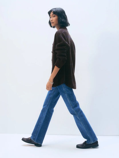 White + Warren | Veste-chemise en cachemire à boutons - Marron/Marine