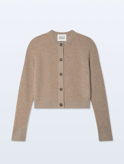 White + Warren | Cardigan en cachemire gaufré - Taupe