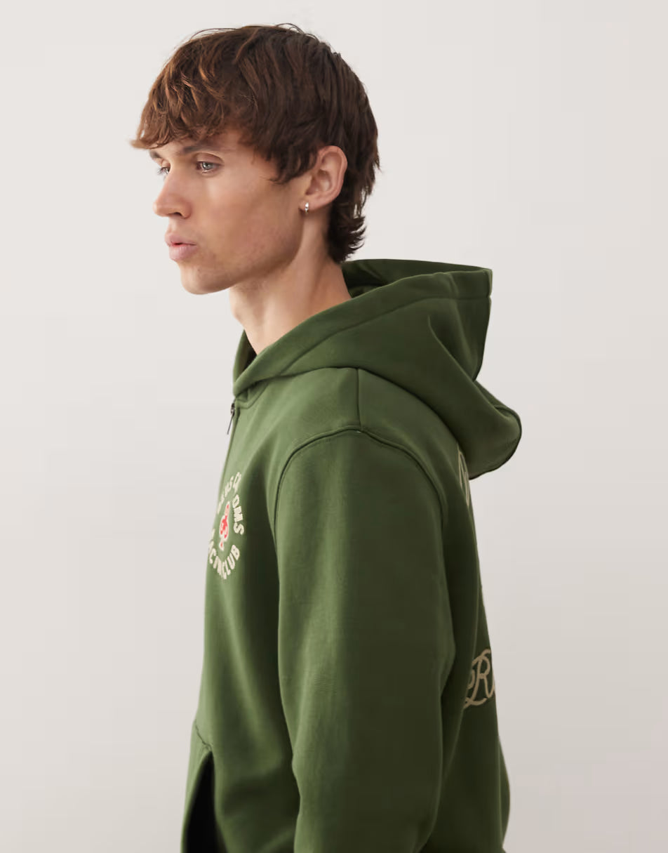 Deus Ex Machina | Sweat à capuche zippé Basto - Vert cyprès