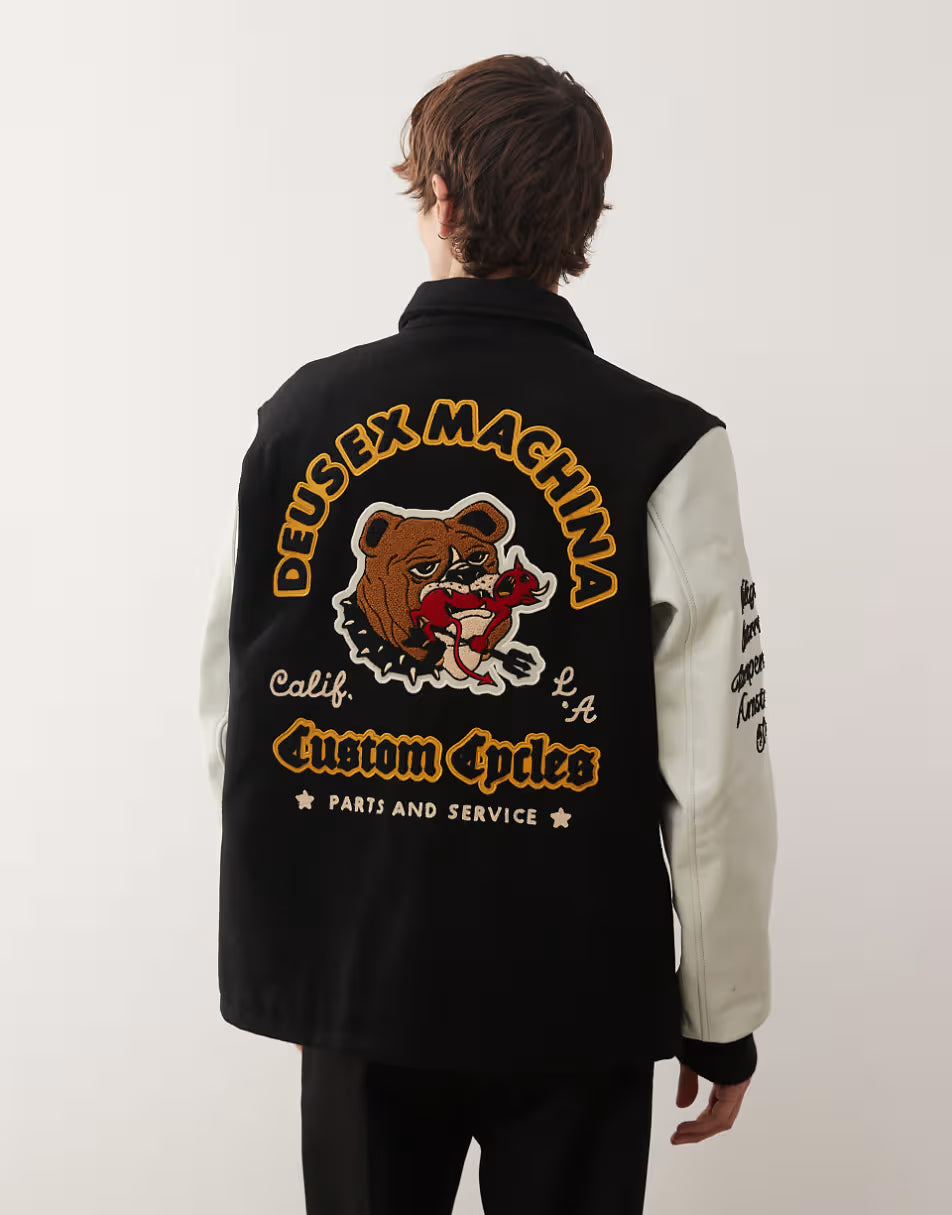 Deus Ex Machina | Veste Varsity ''Sourmug'' avec écussons brodés - noir