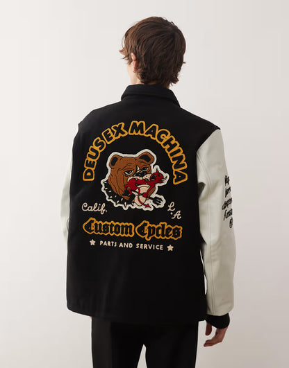 Deus Ex Machina | Veste Varsity ''Sourmug'' avec écussons brodés - noir