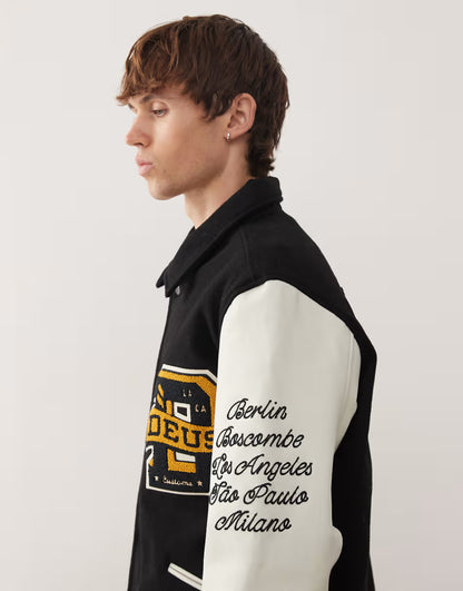 Deus Ex Machina | Veste Varsity ''Sourmug'' avec écussons brodés - noir