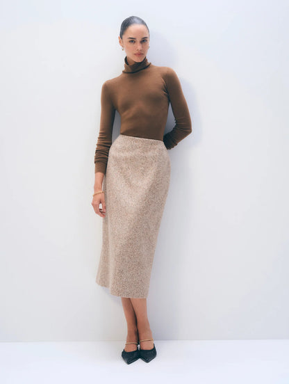 White + Warren |  Pull à col roulé ajusté en laine mérinos extra-fine - Caramel brûlé