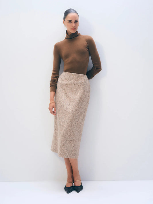 White + Warren |  Pull à col roulé ajusté en laine mérinos extra-fine - Caramel brûlé