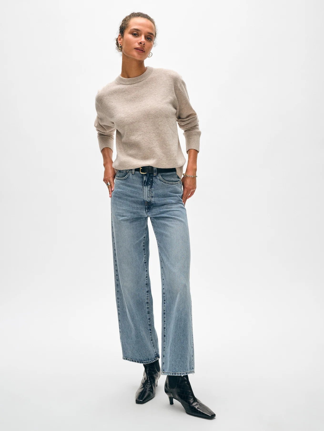 White + Warren |  Pull à col rond en cachemire - Taupe