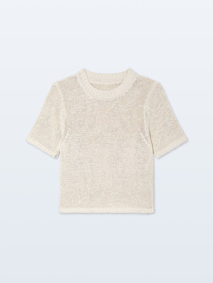 White & Warren | Chandail en coton bio - Blanc cassé