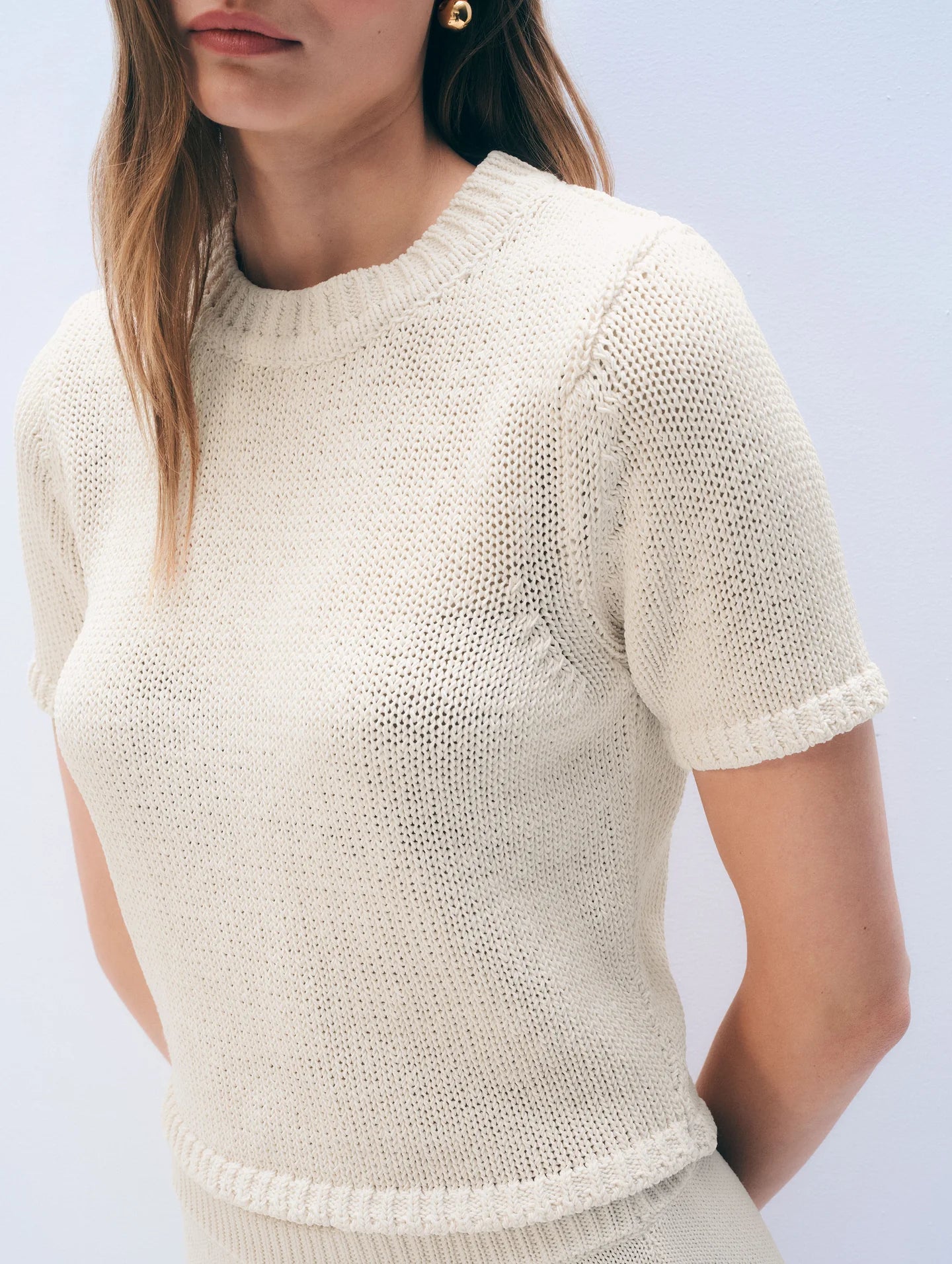 White & Warren | Chandail en coton bio - Blanc cassé