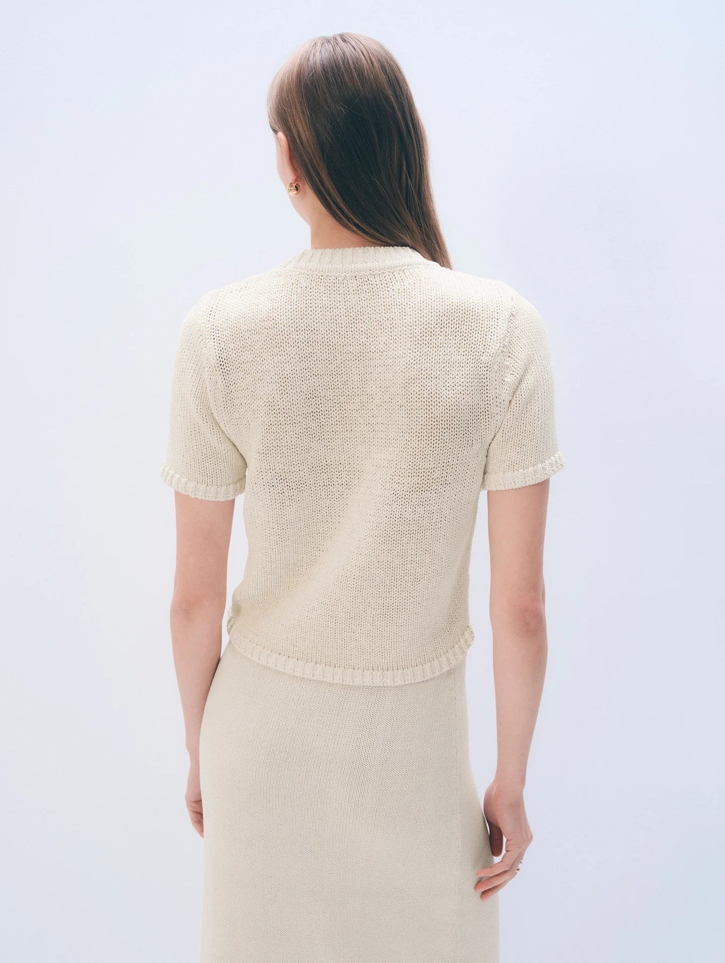 White & Warren | Chandail en coton bio - Blanc cassé
