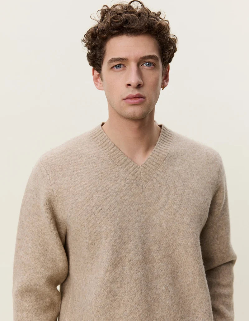 Les deux | Pull en tricot "V-neck" - Brun sable