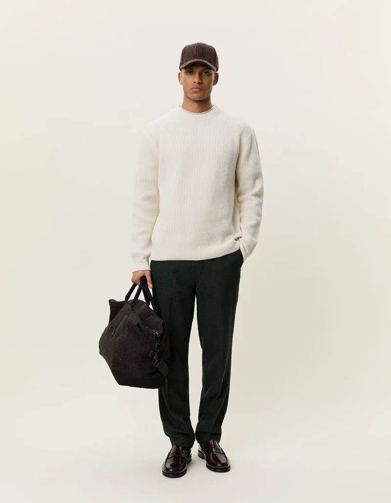 Les deux | Pull en tricot "Round neck" - Ivoire mélange